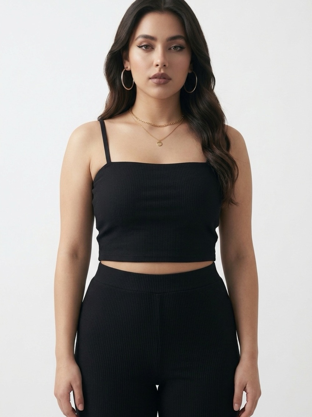 OFFLINE BY AERIE | Black Ribbed Square-Neck Crop Top Women’d Size X-Large